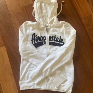 SOLD Aeropostale White Brand New Zip Up Sweatshirt - Size Large